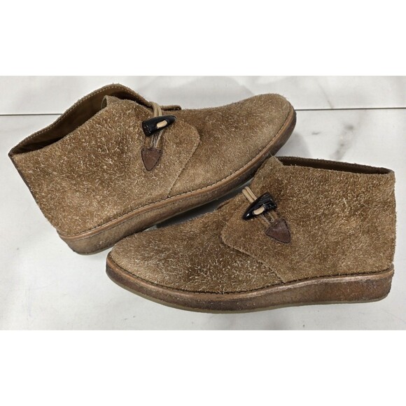 Trask Italian Suede Ankle Boot Brown Horn Toggle Bootie Womens Carissa 8M - Picture 13 of 14